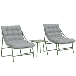 Набір меблів для балкона/саду на 3 місця: стіл, подушки, сталевий каркас, регульовані підніжки, світло-сірий