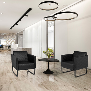 Крісло для відпочинку ARUBA BLACK, чорний каркас, штучна шкіра, одноразове, чорний колір, hjh OFFICE