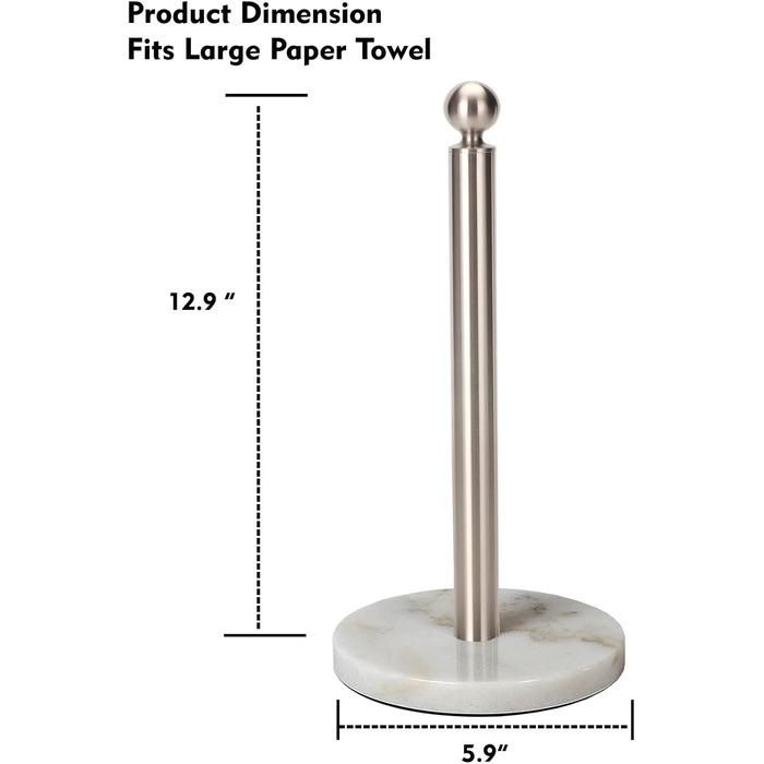 Тримач для паперових рушників на стільницю з обтяженою основою з мармуру, матовий нікель