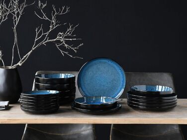 Серія Nordic Fjord Blue, набір посуду з 18 предметів, набір тарілок з порцеляни з керамограніту з 18 предметів Синій, 21551
