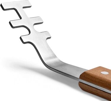 Набір гриль-посуду BURNHARD 5 предметів, 42 см, акацієве дерево, нержавіюча сталь. Комплектація: щипці, лопатка, виделка, щітка, підйомник для решітки.