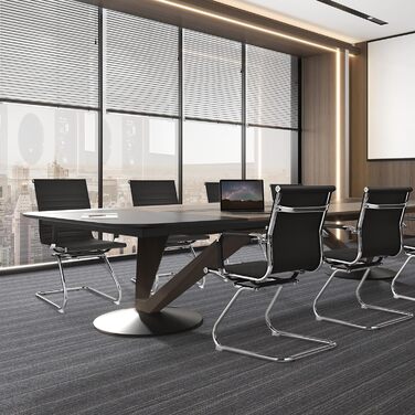 Крісла-гойдалки GIANTEX 2 шт., ергономічні конференц-крісла для гостей з підлокітниками, міцний металевий каркас до 120 кг, сучасні крісла з штучної шкіри, чорні