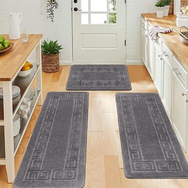 Набір килимків для ванної кімнати Pauwer, 3 шт., неслизькі, мікрофібра, сірий. Спеціальні розміри: 50x80 см + 50x120 см + 50x150 см. Машинне прання.