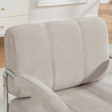 Сучасне крісло, акцентне крісло з широким сидінням та товстим м'яким наповнювачем, крісло з велюровою оббивкою для вітальні, бежеве