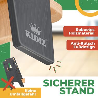 КІДІЗ® навчальний стільчик для дітей від 1 року | 3-ступеневий регульований по висоті | з навчальним годинником | дерев'яний (сосна) | розвиває моторику | Montessori Learning Tower | до 50 кг | антрацит & сосна