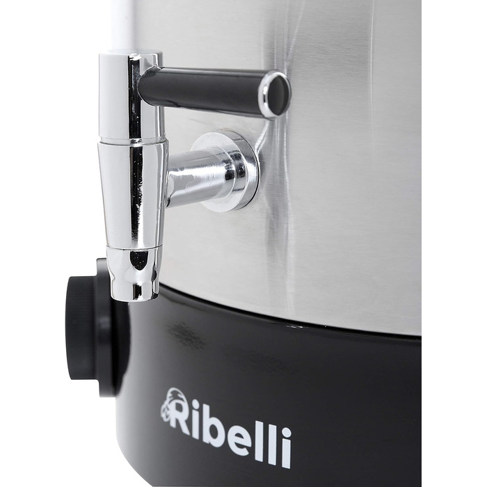 Глювайнер Ribelli 22L з нержавіючої сталі: дозатор гарячих напоїв, регулювання температури 30-100°C, також як пароварка