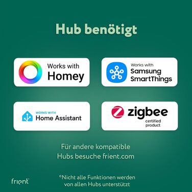 Інтелектуальний димовий сповіщувач Frient | Бездротовий, Zigbee, сумісний з SmartThings, Home Assistant, Homey Single | EN 14604, DIN 14674