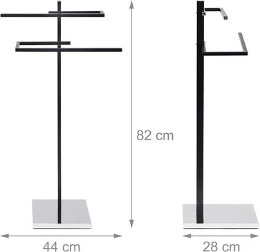 Вішалка для рушників Relaxdays з 2 U-подібними штангами, HBT 82x44x28 см, хромована сталь, чорна, матова