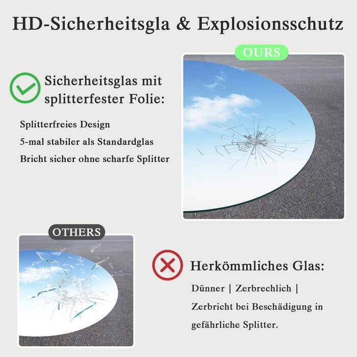 LED-дзеркало для ванної кімнати круглої форми 50 см з підсвічуванням, сенсорним вимикачем, регулюванням яскравості, 3 кольорами світла, функцією пам'яті, HD скло, захист від вибуху