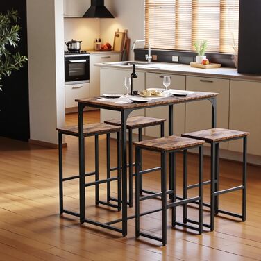 Набір кухонних меблів: стіл та 4 табурети (колір: коричневий)