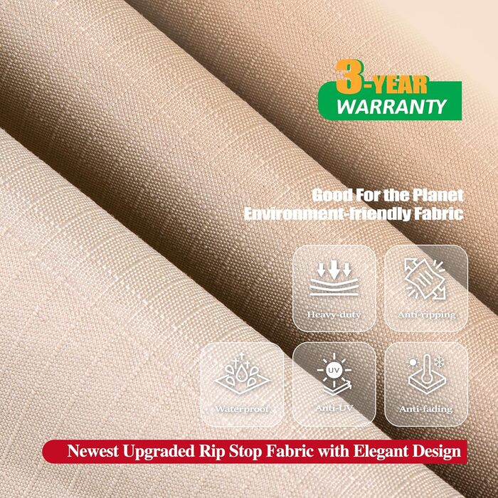 Накладка для садово-патіо меблів F&J Outdoors: водовідштовхувальна, захист від сонця, для 3-х місць, 208x99x61/89 см, бежева