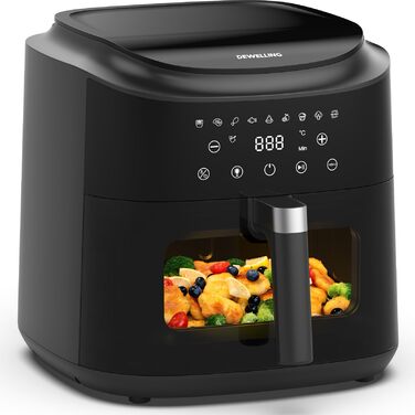 Фритюрниця гарячим повітрям XXL 2350W - Airfryer з 9 програмами, LED дисплеєм, функцією підігріву та металевим корпусом (9L)