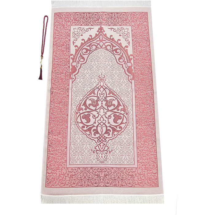 Іхван онлайн мусульманський молитовний килимок і чотки з елегантним дизайном циліндрична подарункова коробка / Джанамаз Саджада / набір ісламських подарунків / молитовний килимок, тафтяна тканина, (бордовий)