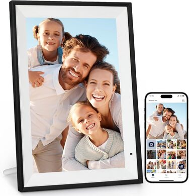 Цифровий фоторамка 10.1 дюйма, WiFi, 32GB, IPS сенсорний екран, HD 1280x800, автоматичне обертання, підтримка фото та відео, чорний