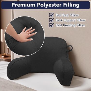 Підлогове крісло-мішок з підлокітниками, для читання та відпочинку, чорне