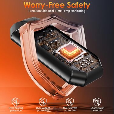 Електричні грілки для рук YAZDEKY 2 шт. - подарунок для чоловіків, 6000mAh, акумуляторні, чорні