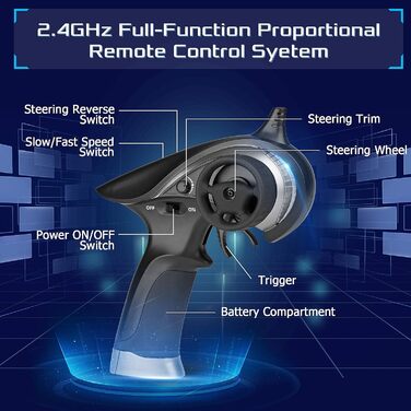 Радіокерований монстр-трак HAIBOXING 1/18 4WD 36 км/год, водонепроникний, 2.4 GHz, RTR з акумулятором 7.4V для дітей та дорослих