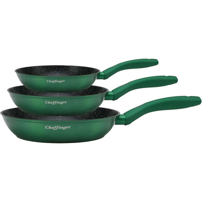 Набір індукційних сковорідок COFI 1453 з 3 предметів ø20-24-28см фіолетовий (3 шт. зелений)