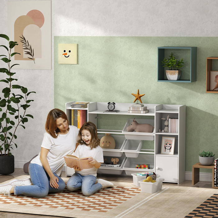 Організатор для дитячих речей, полиця для іграшок та книжок, для зручного прибирання, 8 висувних коробок, білий