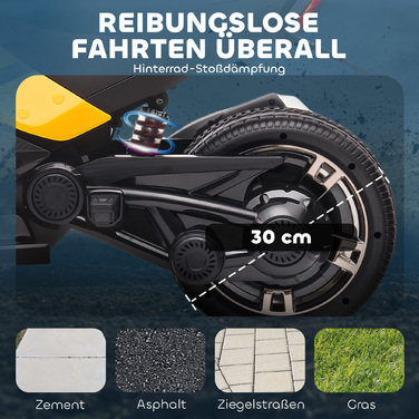 Дитячий електромобіль, триколісний дизайн із можливістю руху назад, акумуляторний, з MP3-плеєром, звуковими сигналами, двома швидкостями, світлодіодними ліхтарями, для дітей віком 3-8 років, жовтого кольору.