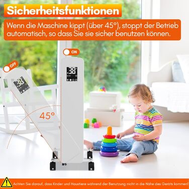 Електричний конвектор Daromigo з термостатом та Wi-Fi, 2000W, IP24, настінний, інфрачервоний, чорний, енергозберігаючий