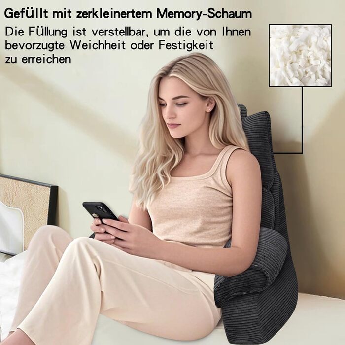 Підлогове крісло-мішок для читання та відпочинку, 67x30 см, сіро-чорний колір