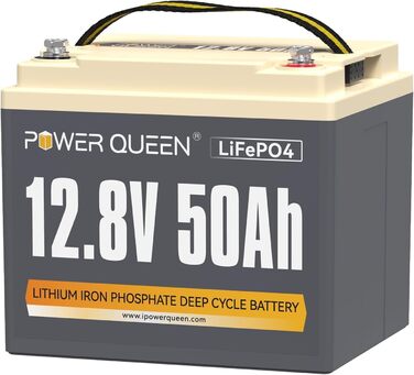 Акумуляторна батарея Power Queen 12,8 В 100 Ач LiFePO4, батарея 1280 Втгод зі 100 А BMS, 4000 циклів зарядки, ідеально підходить як джерело живлення для тягового тролінгового двигуна 30 70 фунтів, автофургон, човен (12V50Ah)