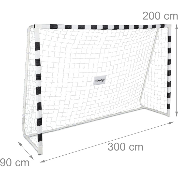 Сад, Діти та дорослі, Футбольні ворота великі, HBT 200x300x90 см, Міцний, Металевий, Біло-чорний, 60 Залізо, 200 x 300 x 90 см