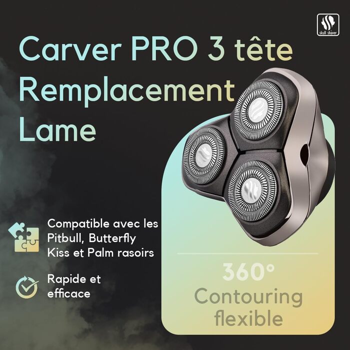 Запасні леза для бритви Skull Shaver Carver PRO (3 шт.) — сумісні з моделями Pitbull, Palm та Butterfly