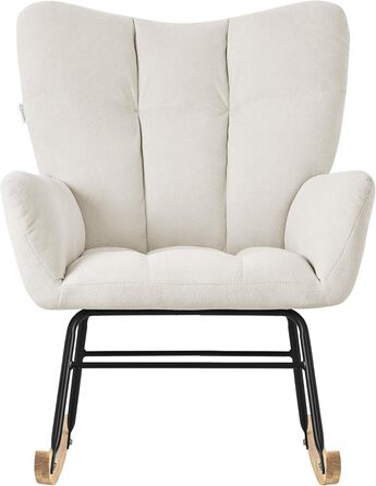 Крісло-гойдалка ML-Design бежевого кольору з оббивкою під фліс, дерев'яні полози, для вітальні, спальні, балкона