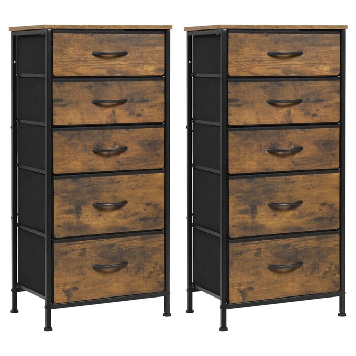 Комод з 5 шухлядами WOLTU SSK004whe, для спальні, вітальні, передпокою, з металевим каркасом та ДСП, вінтажний дизайн (чорний, 2)