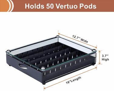 Тримач для капсул Vertuo Rice Rat - 50 капсул, чорний, скляний, сумісний з Nespresso Vertuo