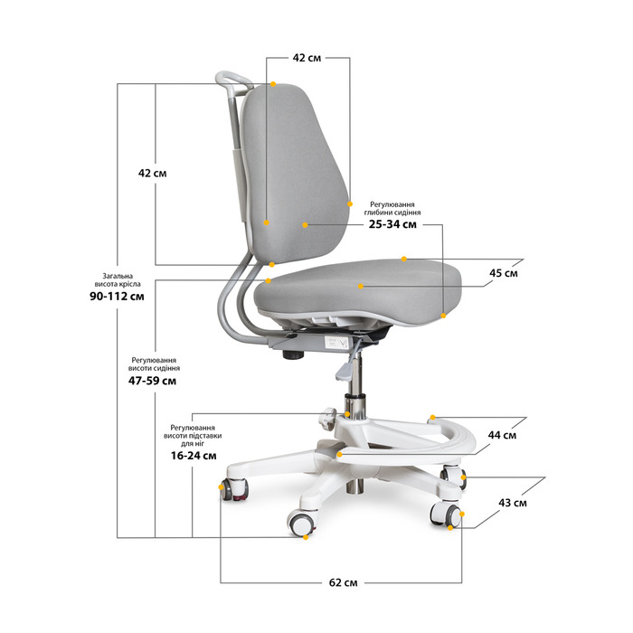 Дитяче крісло Evo-Kids Mio Ergo Lite Grey (арт.Y-507 Lite G)
