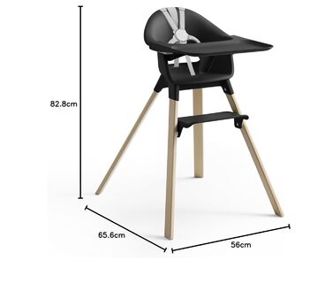 Дитячий стільчик Stokke Clikk Black Natural з підносом та ременем безпеки - ергономічний, регульований, для дітей 6-36 місяців (до 15 кг)