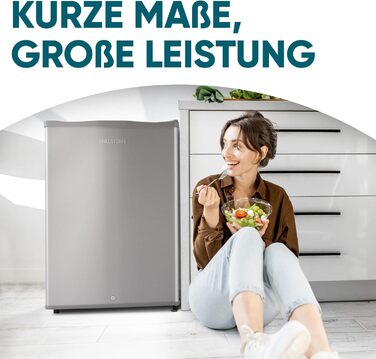 Stillstern Міні морозильник 42L -18°C з формою для льоду, замком, змінним напрямком відкривання дверцят, 4-зірковий глибокий заморожувач для кемпінгу/офісу. Срібний колір.