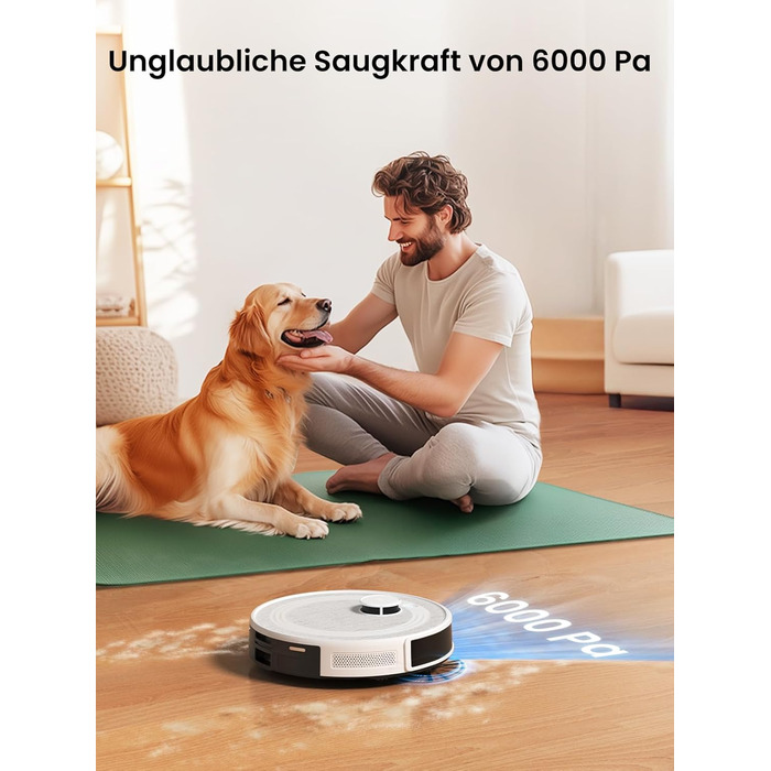 Робот-пилосос LEFANT M2S Pro з функцією миття, 5000Pa, лазерна навігація, LiDAR dToF, 150 хв, розпізнавання килимів, керування через додаток/голос, ідеальний для шерсті тварин, чорний