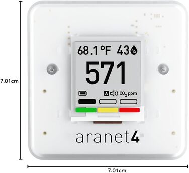 Aranet4 Home: Бездротовий датчик якості повітря для дому, офісу або школи (CO2, температура, вологість)