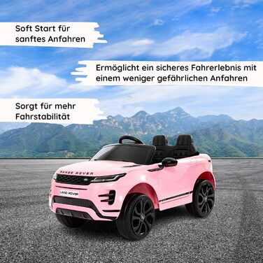 Дитячий електромобіль Range Rover Evoque, ліцензійний, 12V, MP4, шкіряне сидіння, рожевий