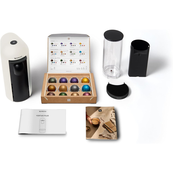 Кавомашина Nespresso Vertuo Plus Krups, автоматичне розпізнавання капсул, білий колір, XN9031