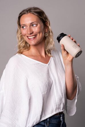 Термокружка з нержавіючої сталі 350 мл | Термокружка для кави/чаю з собою | З подвійними стінками, ізольована, не протікає | Travel Tumbler | Зберігає тепло 4 години / холод 8 годин (Бежевий Ivory)