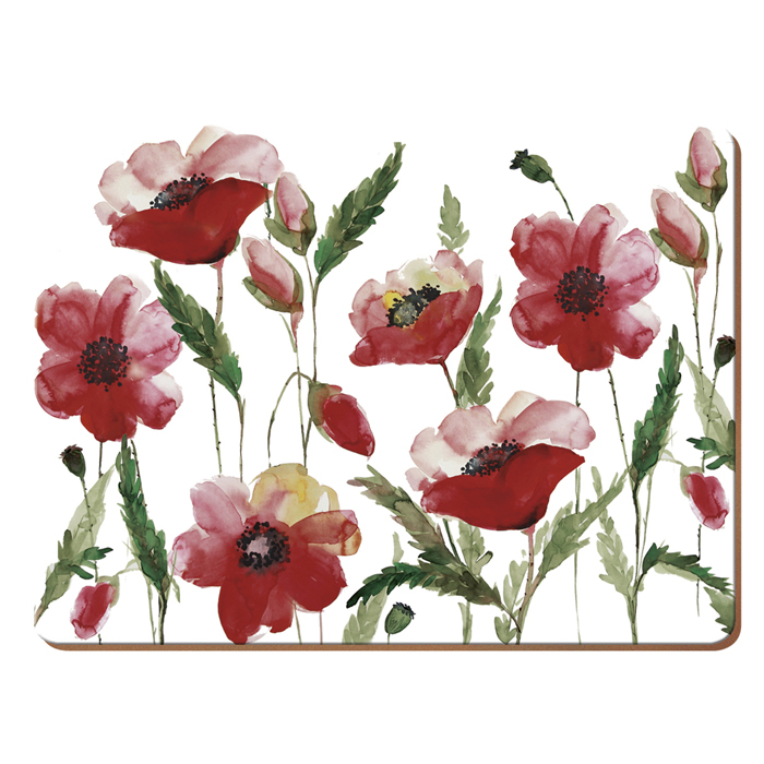 Набір коркових підставок під тарілки CreativeTops Watercolor Poppies, 30 x 23 см, 6 шт.
