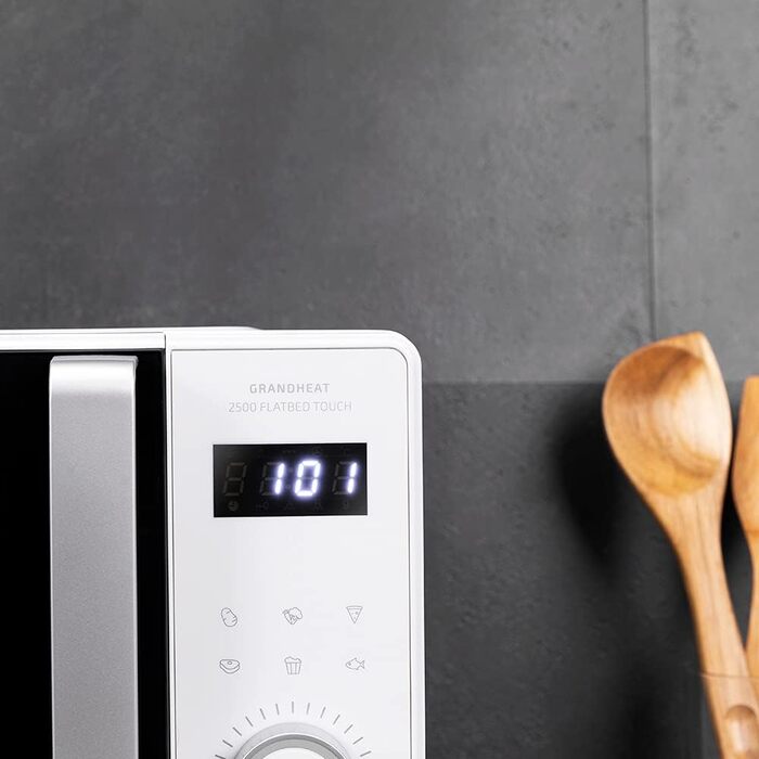 Мікрохвильова піч Cecotec GrandHeat 2500 Flatbed Touch White 800 Вт, 25 л - сенсорне управління, 8 програм, таймер