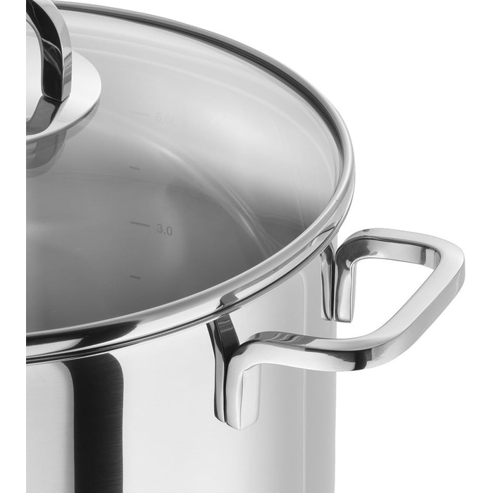 Набір каструль ZWILLING Quadro 5-ти з нержавіючої сталі, без покриття, 4 скляні кришки, підходить для індукційних плит