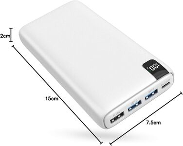 МАг, 4 порти, 22,5 Вт USB C, сумісний з iPhone, Samsung, Nintendo, MacBook (білий), 26800