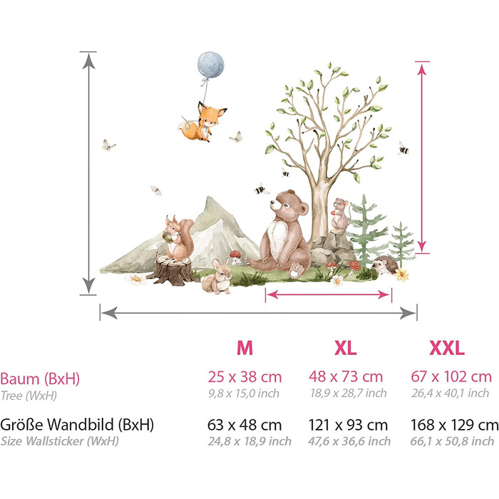 Набір настінних наклейок Grandora XXL для сафарі з тваринами, наклейка на стіну для дитячої кімнати, DL797-5 (м - 63 х 48 см (ШхВ))