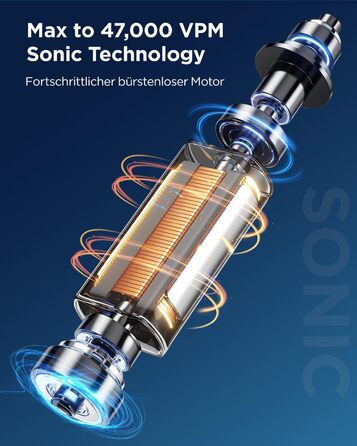Електрична звукова зубна щітка для дорослих та дітей, 5 режимів чищення, 3 рівні інтенсивності, таймер, 8 насадок, кейс для подорожей, біла (1 шт.)