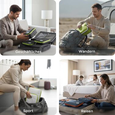 Набір компресійних органайзерів для одягу в подорож Cipway, ультралегкі пакувальні куби для валізи та рюкзака, 8 предметів, чорний