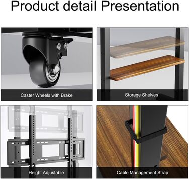 Підставка для телевізора Boden 40-100 дюймів з поличкою та колесами, VESA 800x600, до 100 кг
