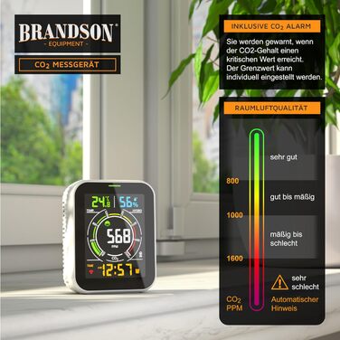 Вимірювач CO2 WiFi Brandson - Моніторинг якості повітря, датчик CO2, Tuya Smart Home, температура, вологість