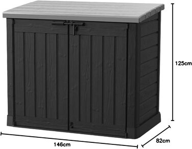 Ящик для сміттєвих баків Keter Store it Out Max, 1200 л, чорний/сірий, пластик